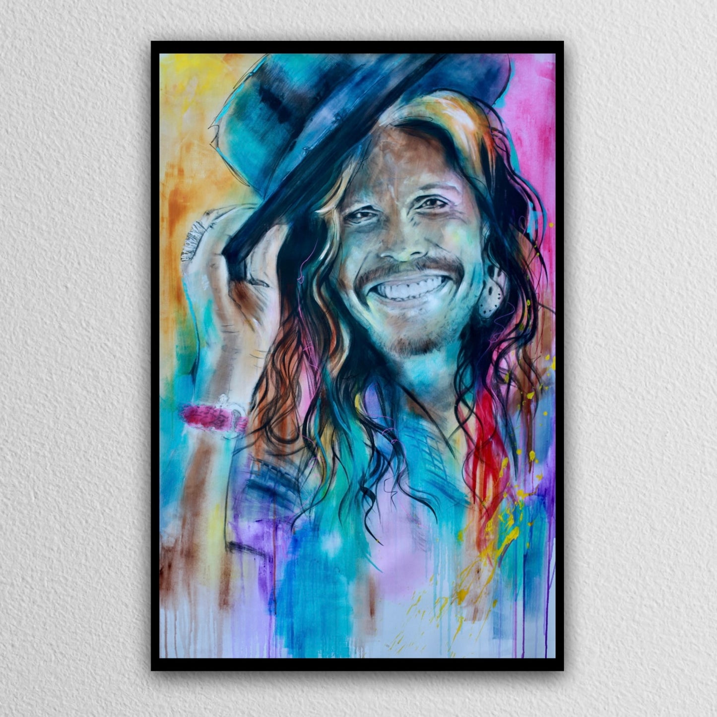 Färgglatt motiv av Steven Tyler Aerosmith – konstnärligt tryck av K. Palmnäs