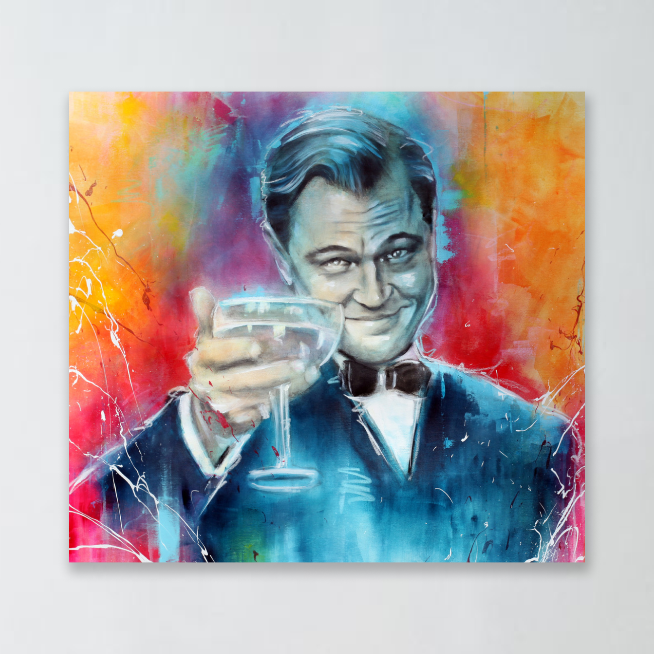 Färgglatt motiv av Leonardo DiCaprio från filmen The Great Gatsby - Konsttryck från K. Palmnäs Art